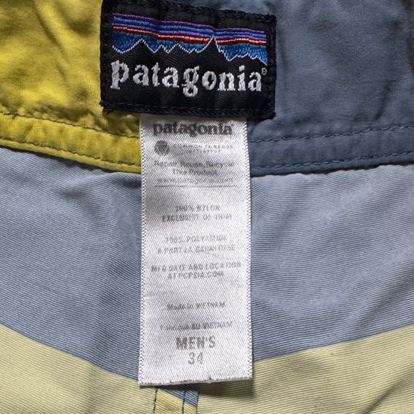 Patagonia Men's Swim Shorts - Yellow, Blue, Gray Stripes - Picture 9 of 10